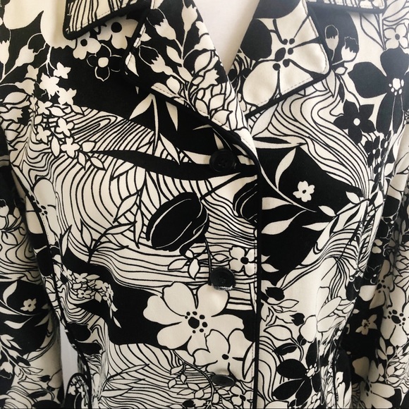 Oscar De La Renta Black & Cream Trench Coat 10P - Picture 3 of 7